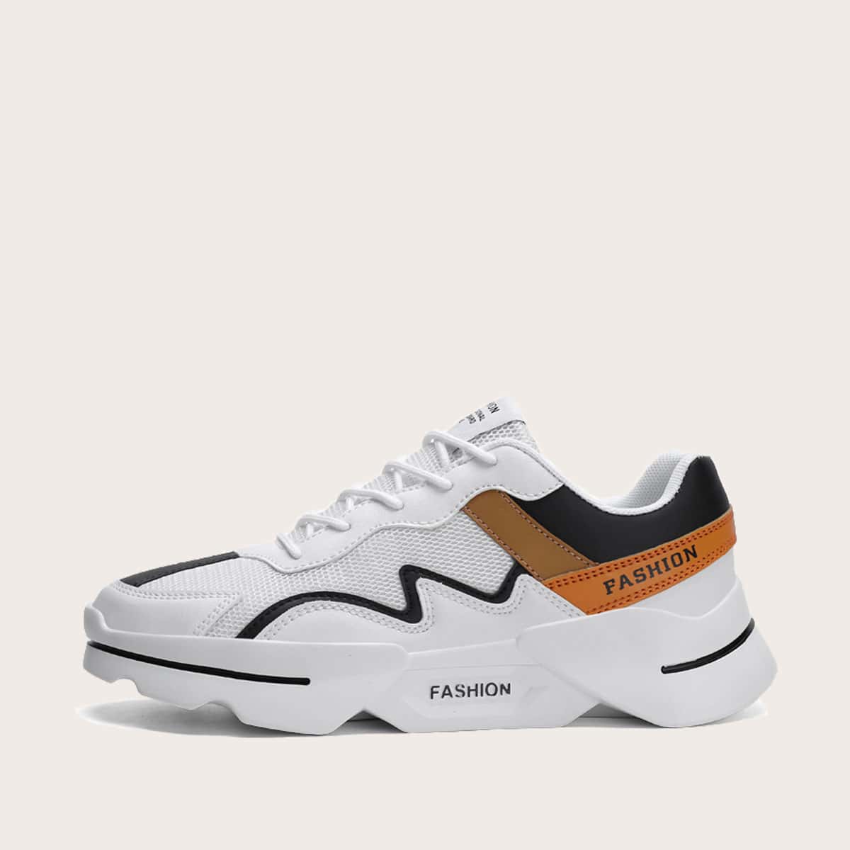 

Guys Lace-up Front Mesh Chunky Sneakers, White