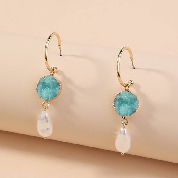 

Серьги-подвески с искусственным жемчугом, Многоцветный