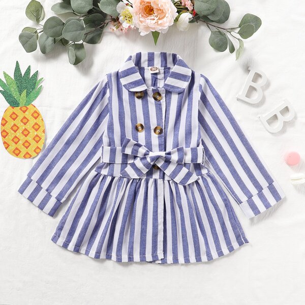 

Toddler Girls Double Breasted Striped Belted Dress, Multicolor