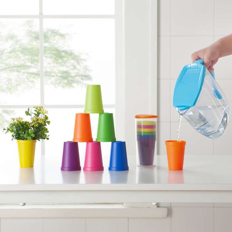 

6pcs Plastic Water Cup Set, Multicolor