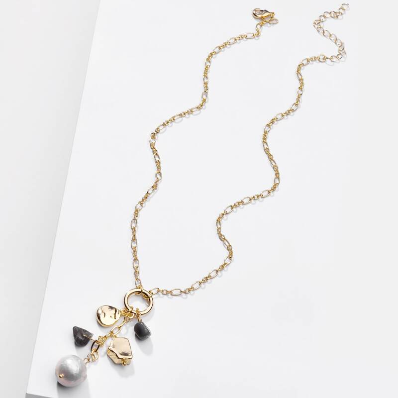 

Faux Pearl Decor Necklace, Gold