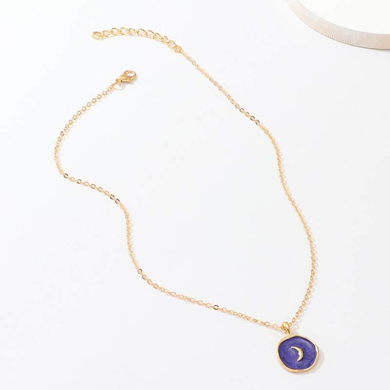 

Moon Pattern Necklace, Blue