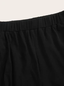 SHEIN Tween Girl Solid Track Shorts - Black - View 3