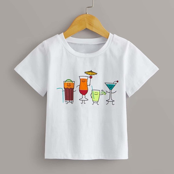 

Toddler Girls Cartoon Graphic T-shirt, White