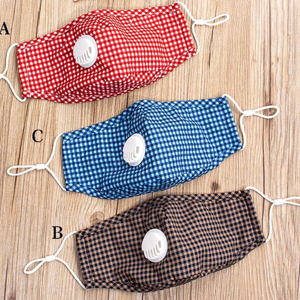 

1pc Gingham Pattern Face Mask With Valve Breathable, Multicolor