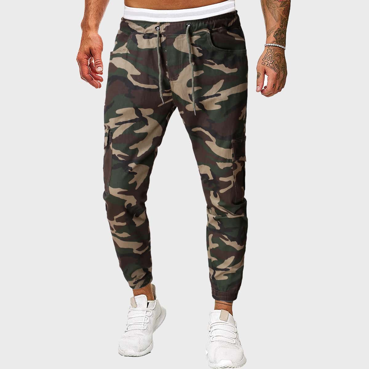 

Guys Camo Print Drawstring Cargo Pants, Multicolor