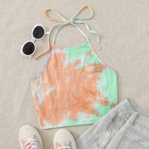 

Tie Back Tie Dye Halter Top, Multicolor