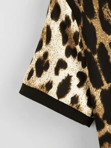 SHEIN Girls Leopard Panel Dress - Multicolor - View 3