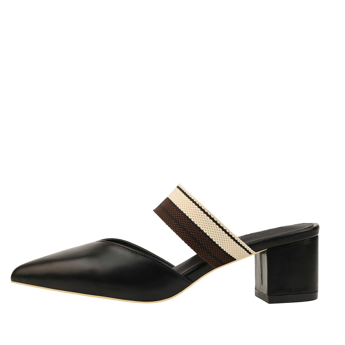 

Point Toe Chunky Heeled Mules, Black