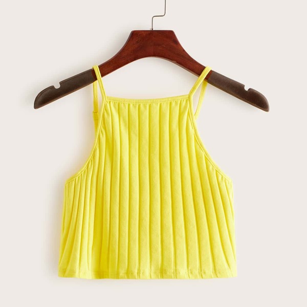 

Neon Yellow Rib-knit Cami Top