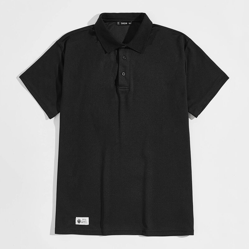 

Guys Patched Detail Polo Shirt, Black