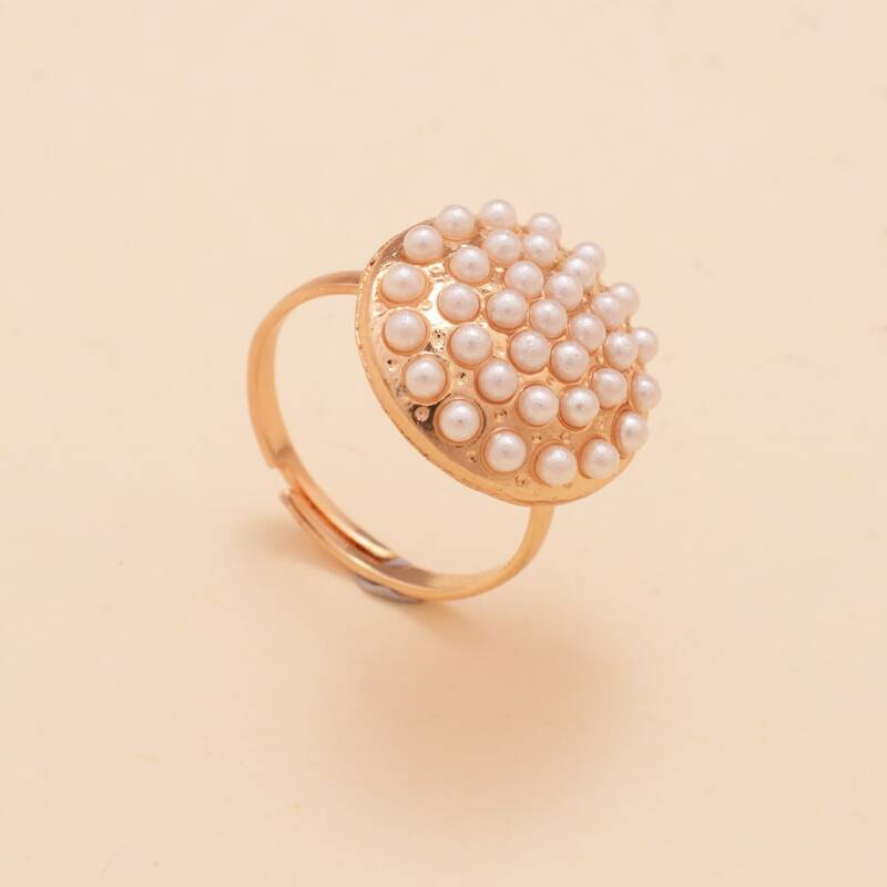 

Faux Pearl Ring, Gold