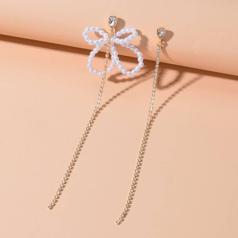 

Faux Pearl Drop Earrings, Silver