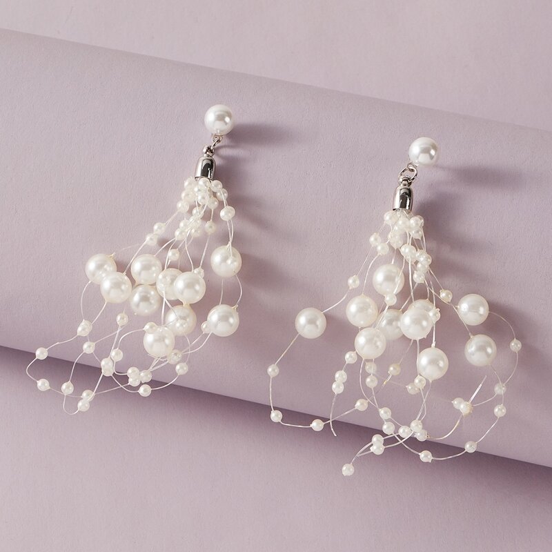 

Faux Pearl Drop Earrings, White
