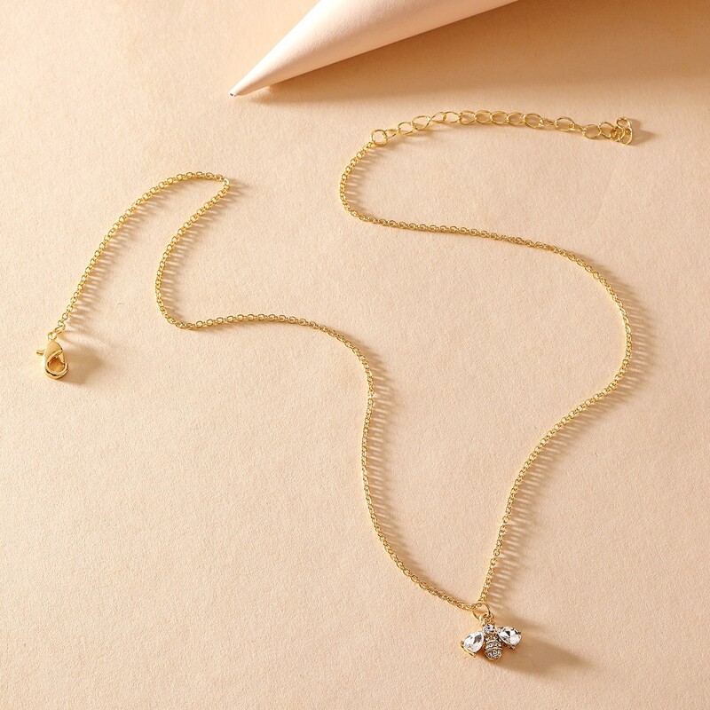 

Rhinestone Bee Necklace, Gold