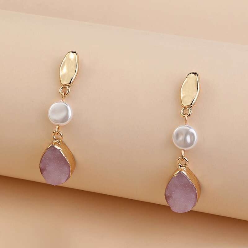 

Water Drop Metal Drop Earrings, Multicolor