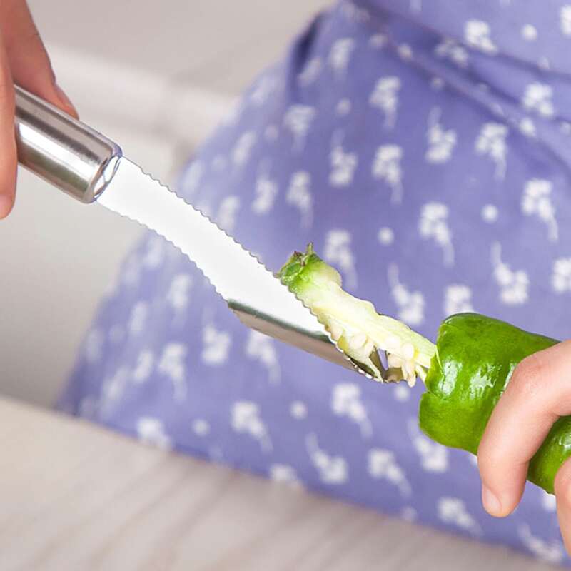 

1pc Stainless Steel Pepper Seed Remover, Silver