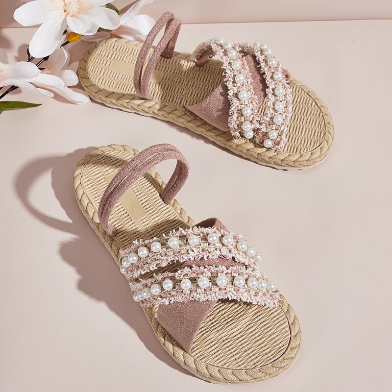 

Faux Pearl Decor Two Way Wear Sliders, Pink