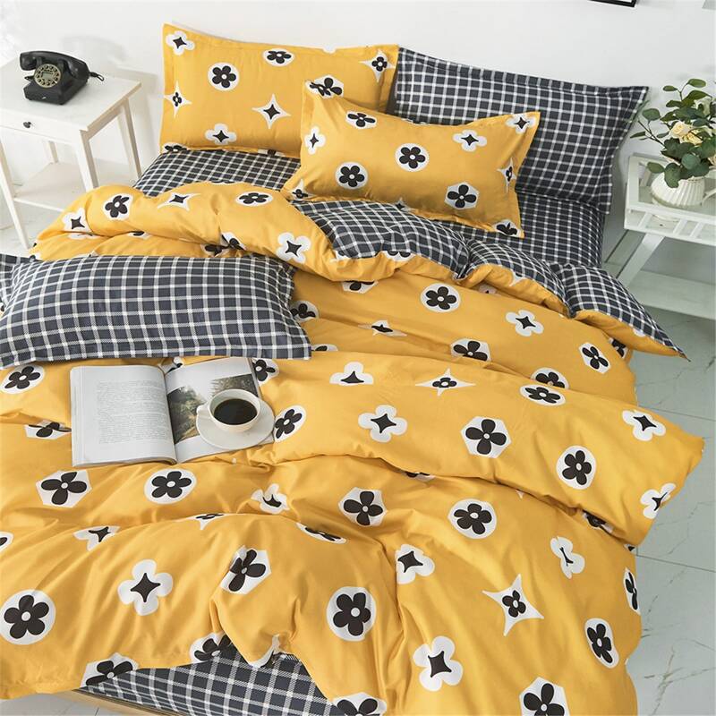 

Flower Print Bedding Set Without Filler, Yellow