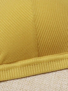 4pack Rib Crisscross Triangle Bra Set Backless Bra - Multicolor - View 4