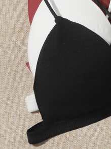 4pack Rib Crisscross Triangle Bra Set Backless Bra - Multicolor - View 5