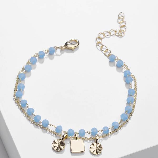 

Geometric Charm Layered Bracelet, Blue