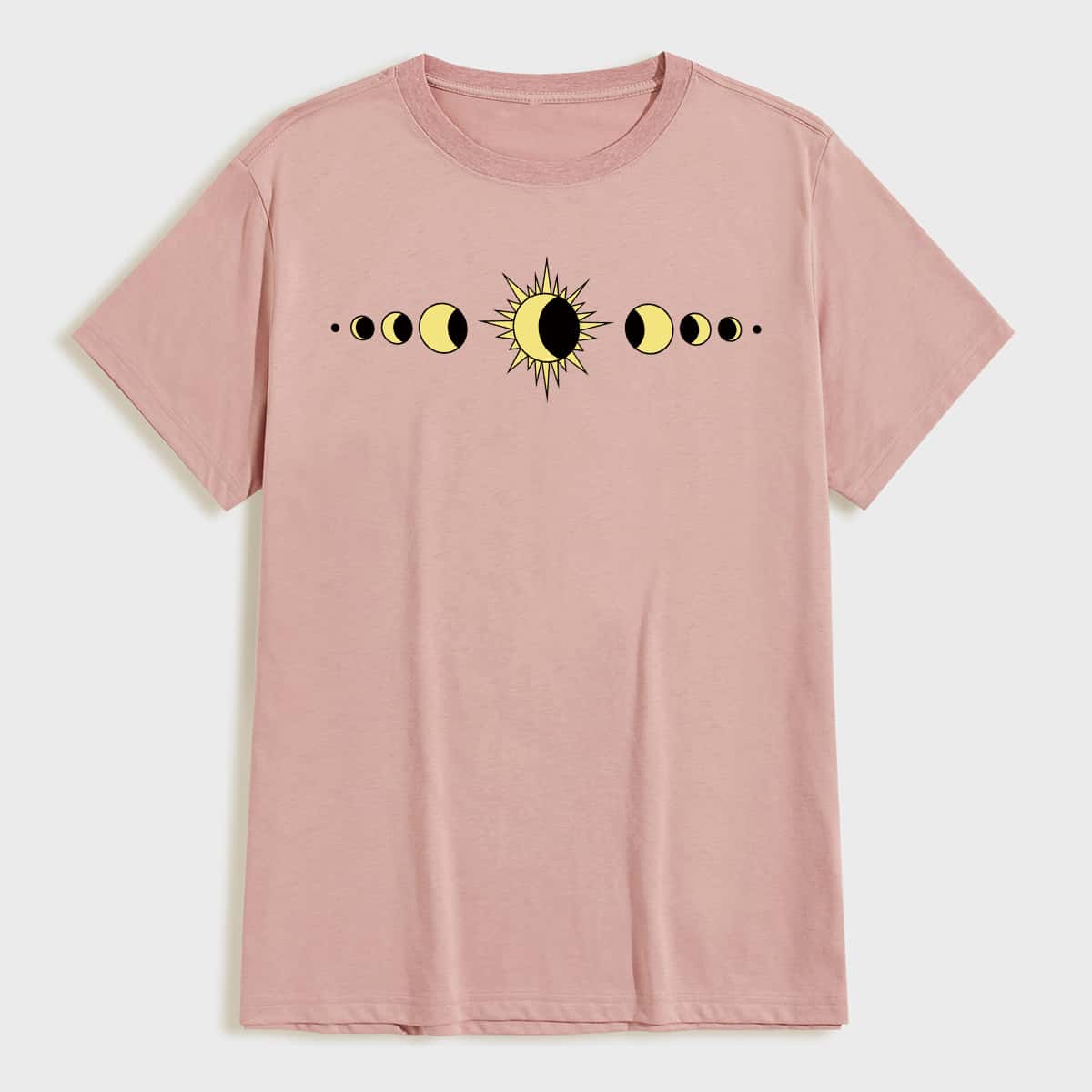 

Guys Graphic Print Crew Neck Tee, Pink