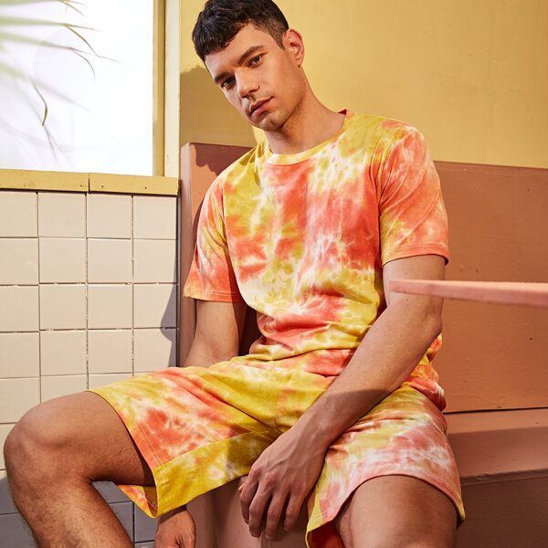 

Men Tie Dye Tee With Shorts, Multicolor