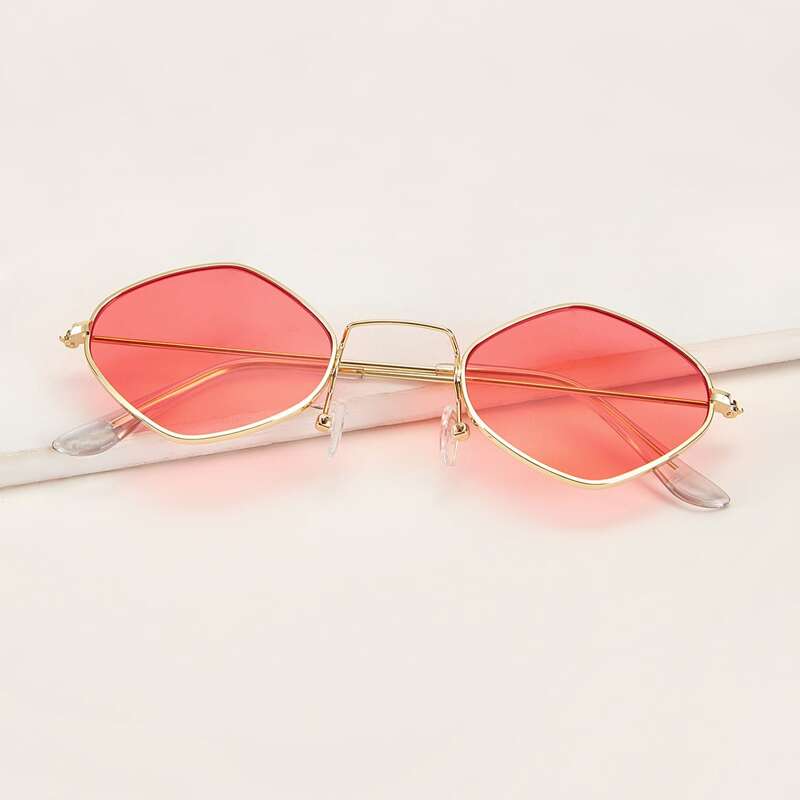 

Diamond Metal Frame Sunglasses, Pink