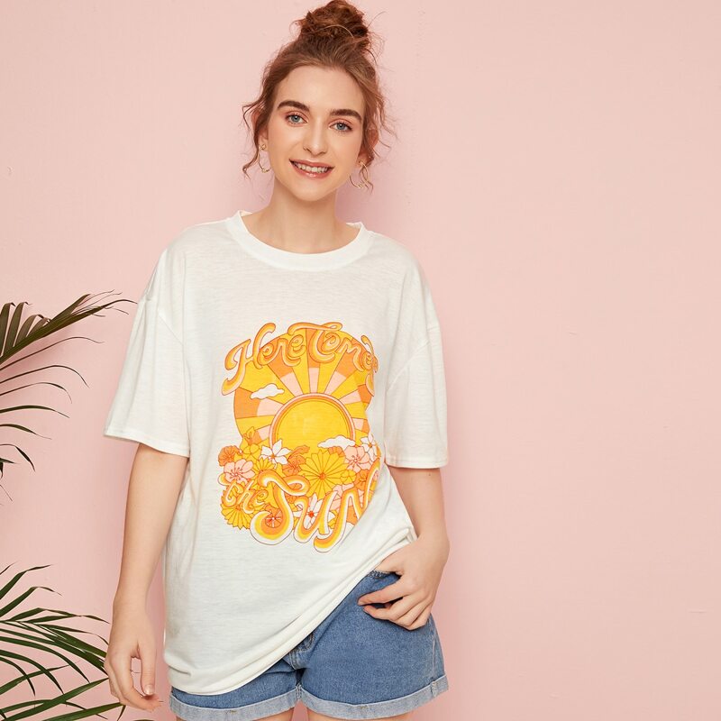 

Letter Graphic Oversized Tee, White