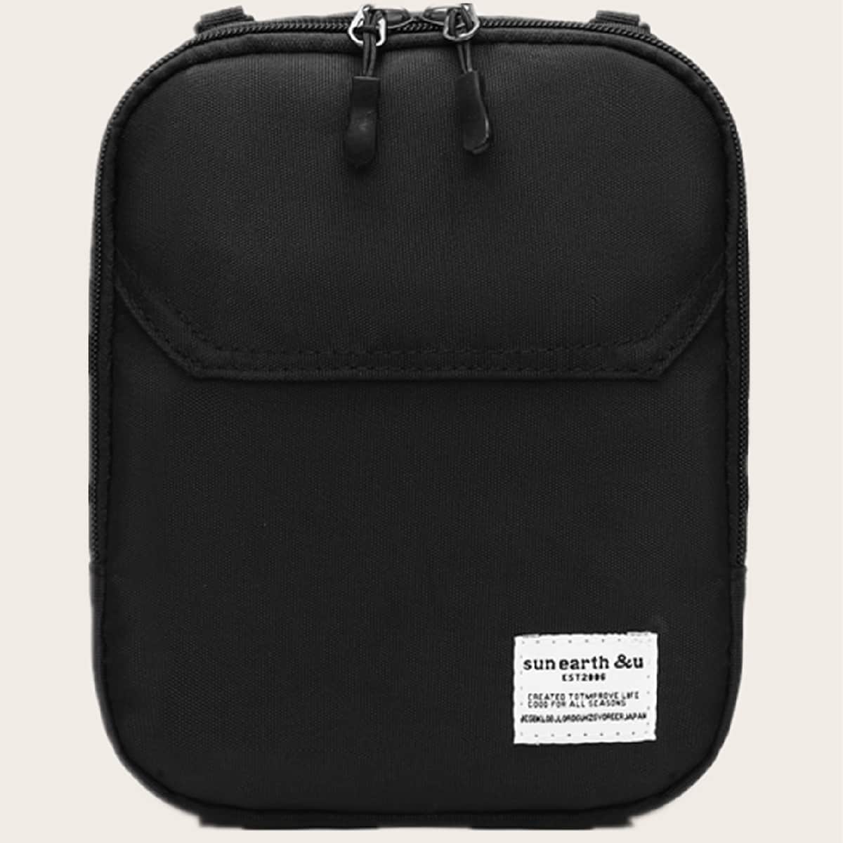

Guys Letter Patch Crossbody Bag, Black