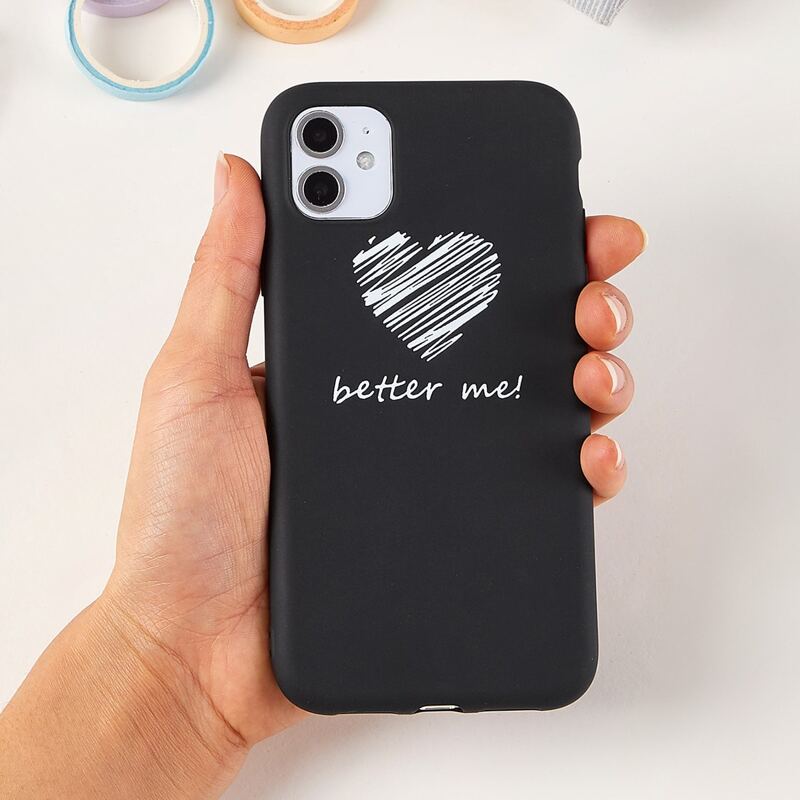 

Heart & Slogan iPhone Case, Black
