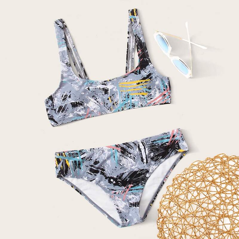 

Graphic Print Bikini Swimsuit, Multicolor