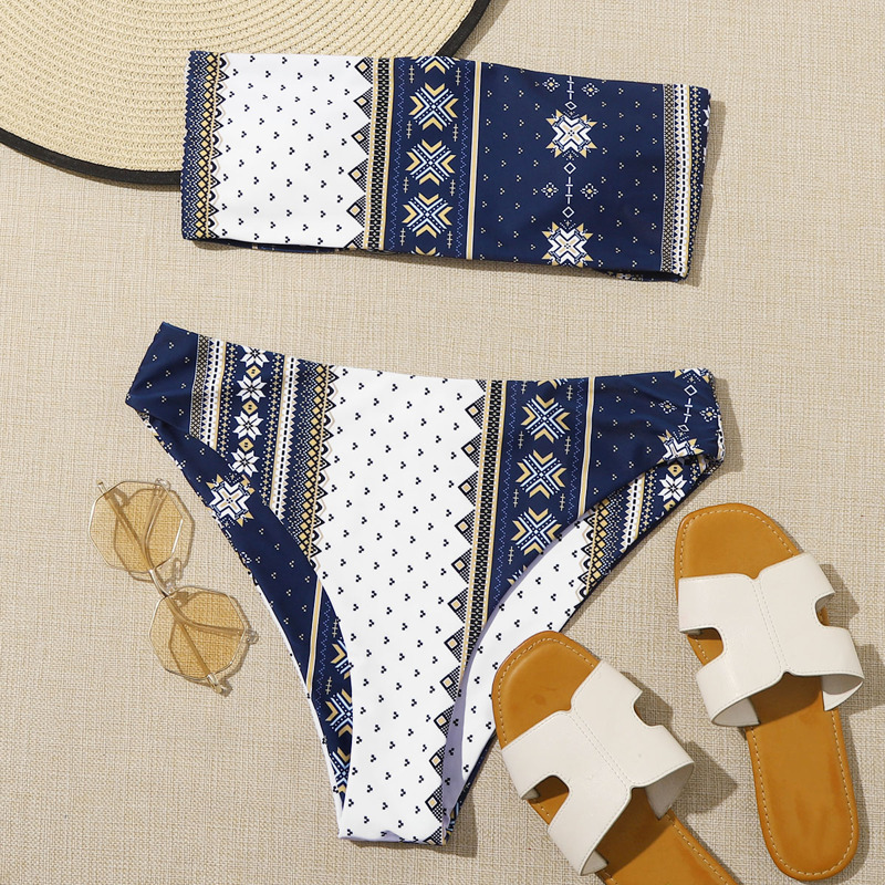 

Tribal Bandeau Bikini Swimsuit, Multicolor