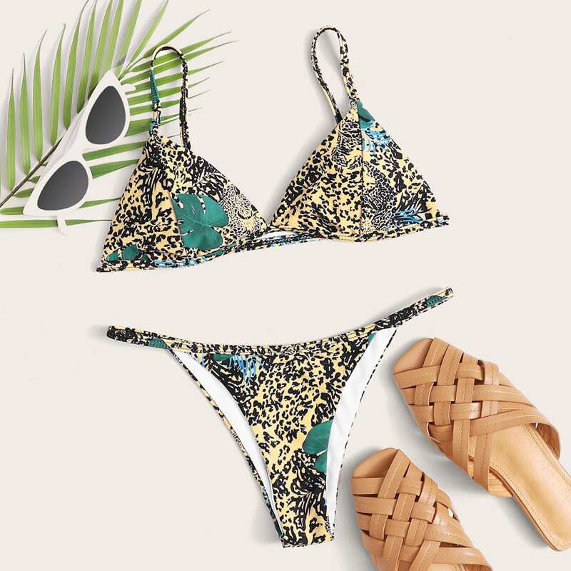 

Tropical Triangle Cheeky Bikini Swimsuit, Multicolor