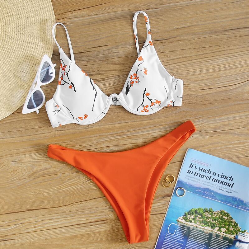 

Random Floral Push Up Bikini Swimsuit, Multicolor