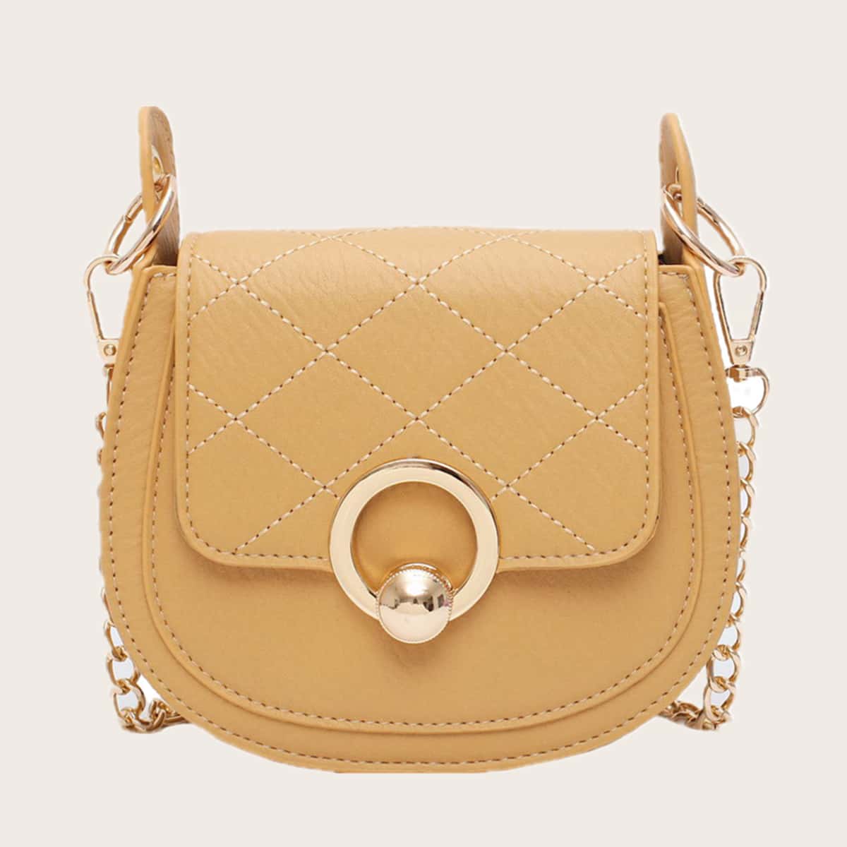 

Quilted Flap Chain Crossbody Bag, Yellow