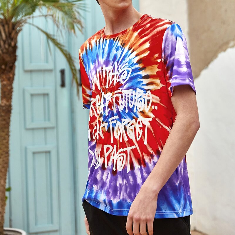 

Guys Slogan Tie Dye Tee, Multicolor
