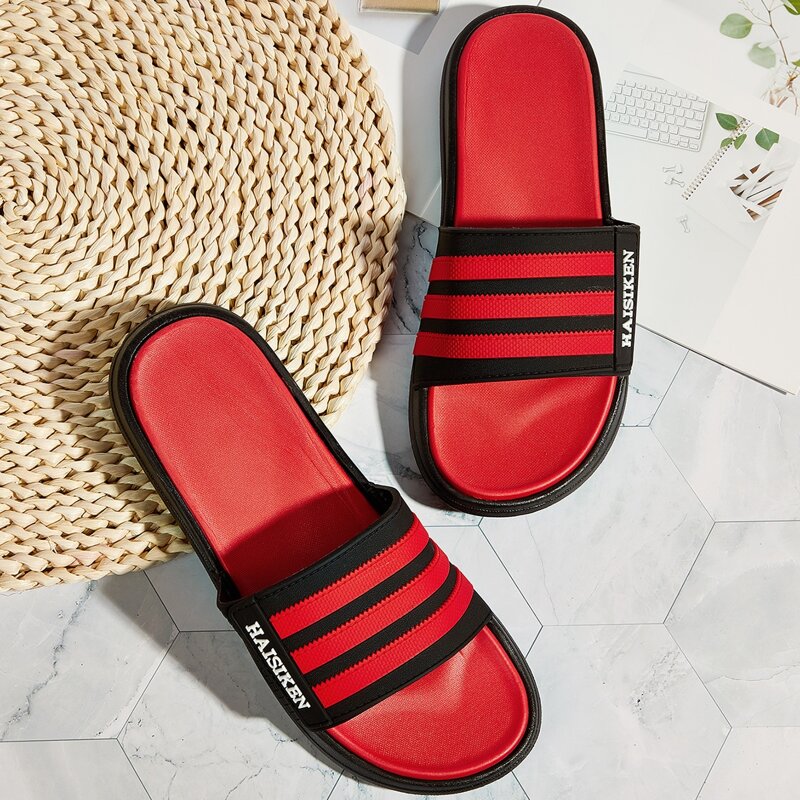 

Guys Open Toe Colorblock Slippers, Red
