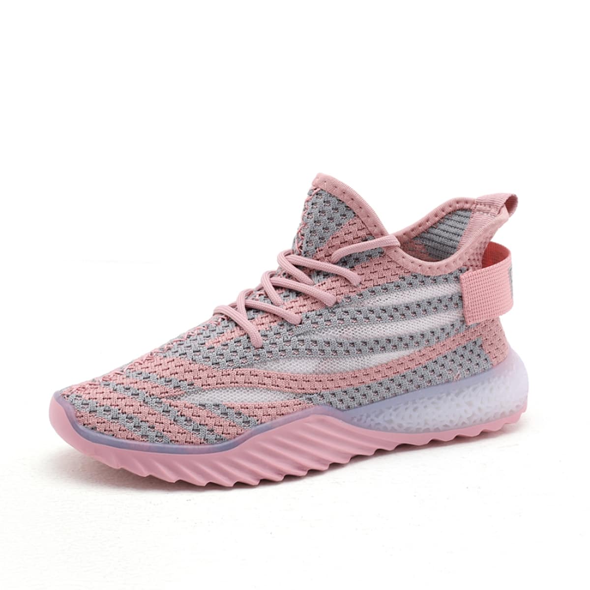 

Lace-up Front Knit Sneakers, Pink