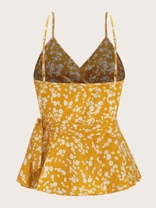 SHEIN MOD 側繫帶小碎花花卉吊帶上衣 - 黃色 - 查看 2