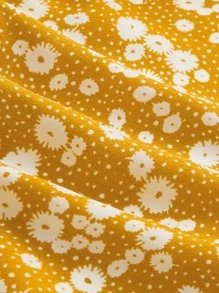 SHEIN MOD 側繫帶小碎花花卉吊帶上衣 - 黃色 - 查看 4