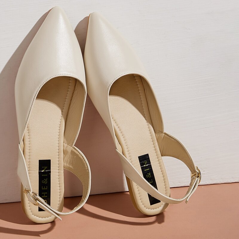 

Point Toe Minimalist Flats, Beige