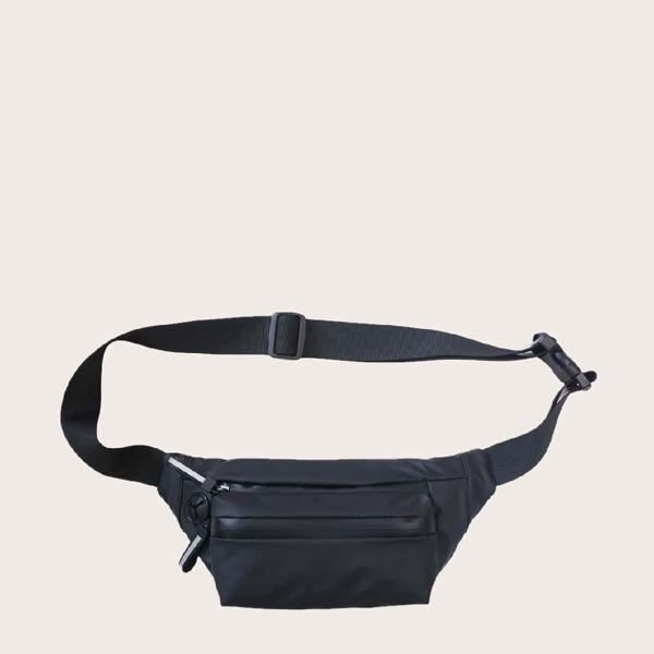

Мужчины Минималистский релиз Пряжка Декор Fanny Pack, Чёрный
