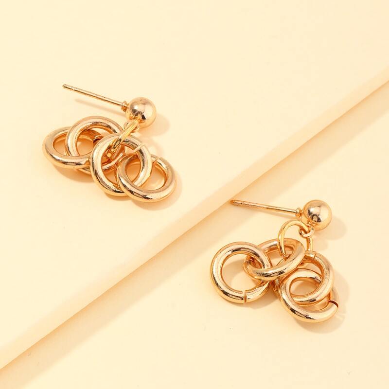 

Round Drop Earrings, Gold