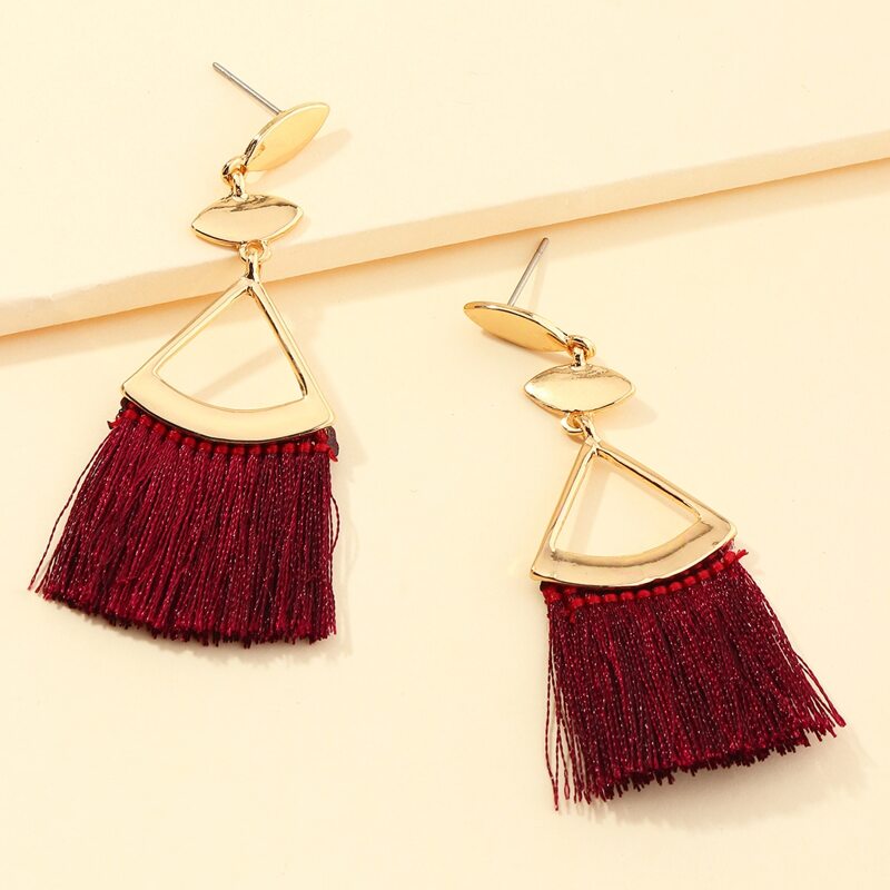 

Tassel Drop Earrings, Red