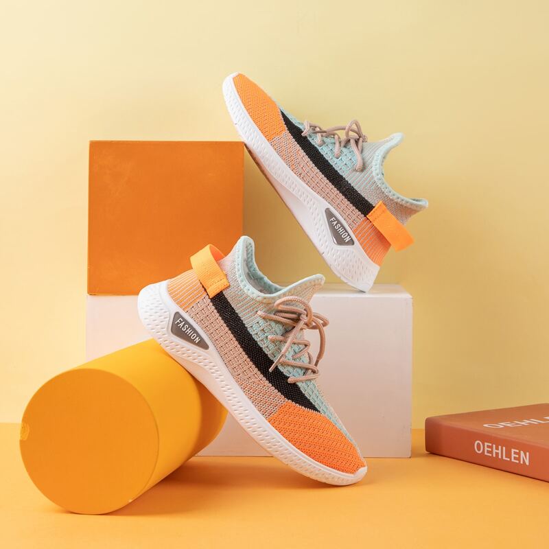 

Lace-up Front Colorblock Sneakers, Orange