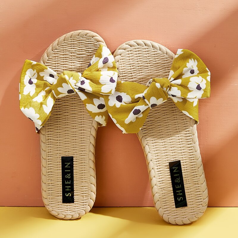

Bow Decor Floral Graphic Sliders, Yellow