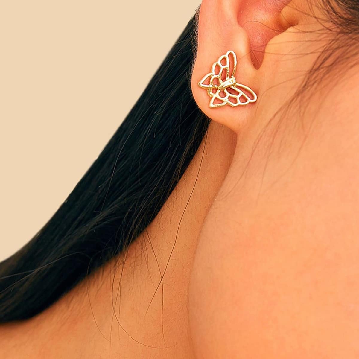 

2pairs Rhinestone Butterfly Earrings, Gold