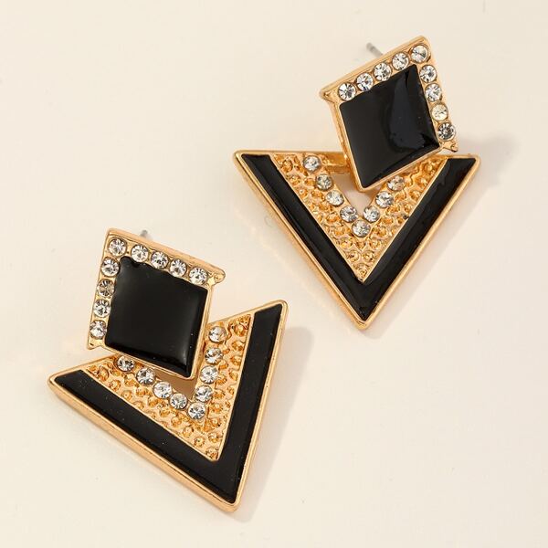 

Rhinestone Geometric Earrings, Multicolor